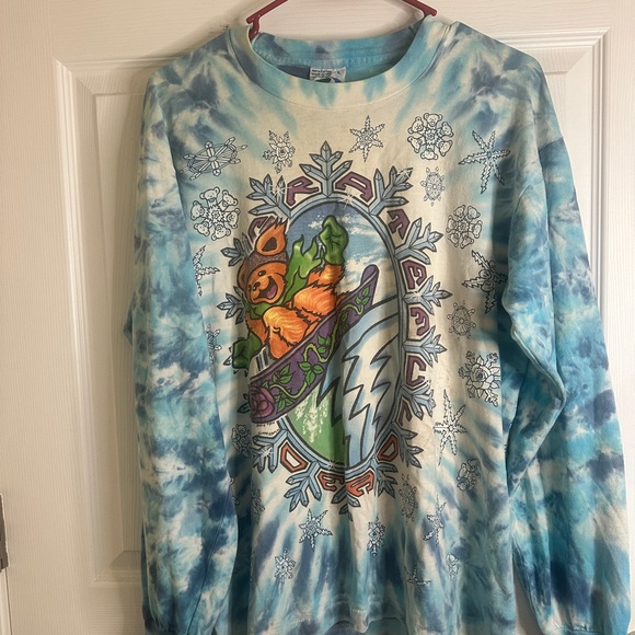 1994 Grateful Dead Liquid Blue Vintage Tie-Dye Long Sleeve Shirt - Bear - Picture 2 of 7